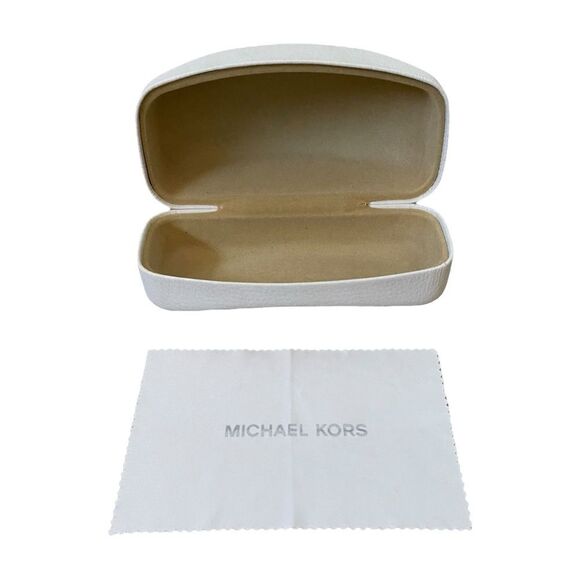 Michael Kors Textured Leather Hard Clamshell Sunglass Case + Cleansing Cloth - Picture 2 of 3